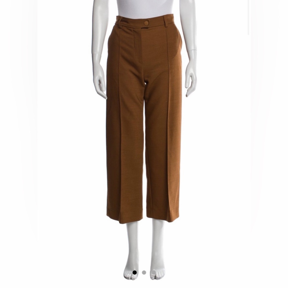 See By Chloé Cropped Wide-Leg Pants in Camel Brown